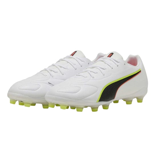 Puma - "King Match" Fußballschuhe mit festem Boden für Herren (Weiß/Schwarz) - Image 3