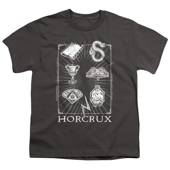 Harry Potter - "Horcrux Symbols" T-Shirt für Kinder, Ringgesponnene Baumwolle (Holzkohle) - Image 1