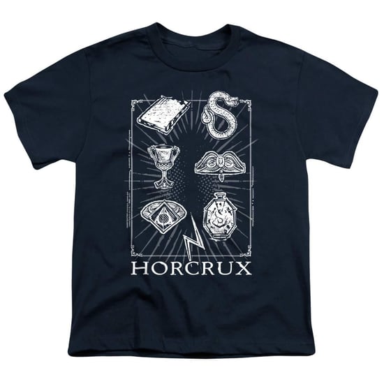 Harry Potter - "Horcrux Symbols" T-Shirt für Kinder, Ringgesponnene Baumwolle (Marine) - Image 1