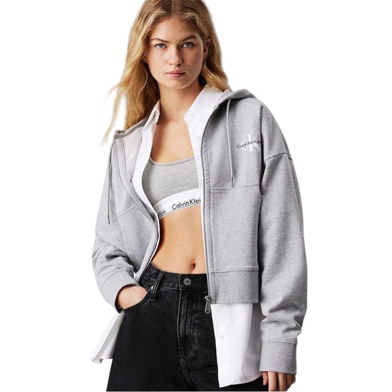 Calvin Klein - Hoodie mit durchgehendem Reißverschluss für Damen (Grau meliert) - Image 2