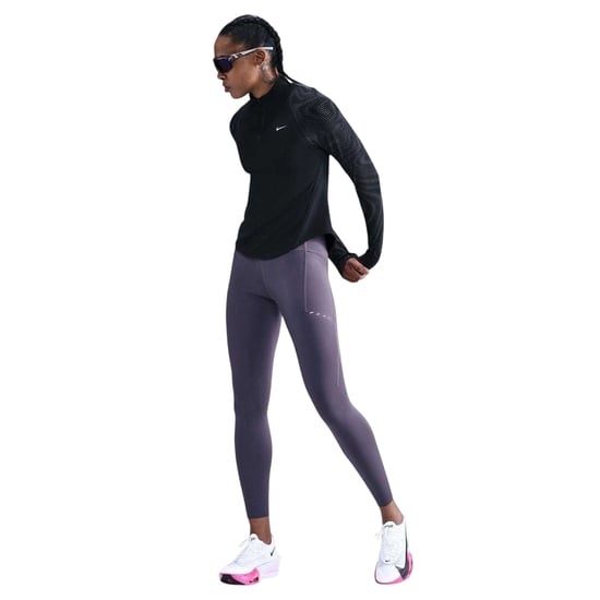 Nike - "T Flash" Oberteil für Damen, Raglan langärmelig (Schwarz/Silber) - Image 1