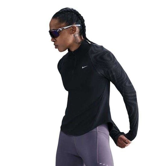 Nike - "T Flash" Oberteil für Damen, Raglan langärmelig (Schwarz/Silber) - Image 2