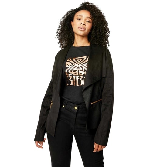 Biba - Wasserfall-Jacke für Damen, Mit Reißverschluss, Suedette Wildlederimitat (Schwarz) - Image 2