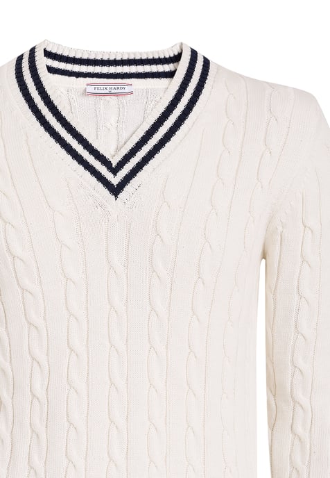 Pullover V-Ausschnitt-Pullover Mit Zopfmuster - Image 2
