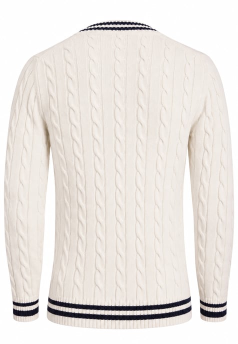 Pullover V-Ausschnitt-Pullover Mit Zopfmuster - Image 3