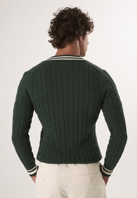 Pullover V-Ausschnitt-Pullover Mit Zopfmuster - Image 4