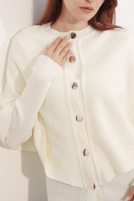 Rippstrukturierter Langarm-Button-Up-Cardigan - Image 5