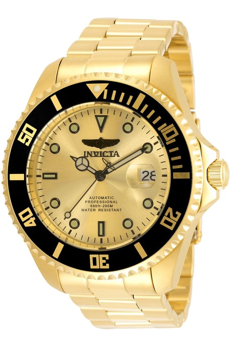 Invicta Pro Diver 35723 Herrenuhr - Automatikwerk - Edelstahl mit goldenem Zifferblatt - 47 mm - Image 1