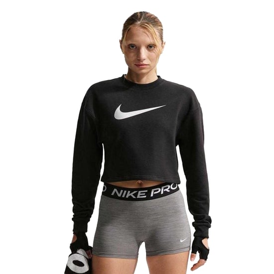 Nike - "Pro" Kurzes Sweatshirt für Damen, Dri-FIT, Fleece (Schwarz/Metallic) - Image 2