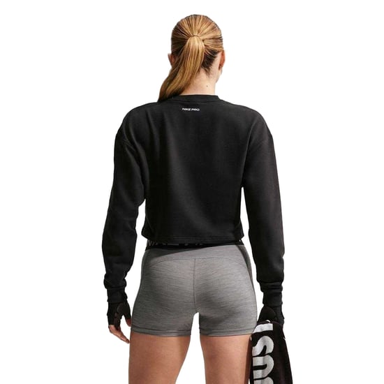 Nike - "Pro" Kurzes Sweatshirt für Damen, Dri-FIT, Fleece (Schwarz/Metallic) - Image 3