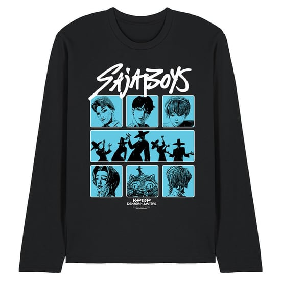K-Pop Demon Hunters - "Saja Boys" T-Shirt für Herren/Damen Unisex, Quadratisch, Langärmlig (Schwarz) - Image 1