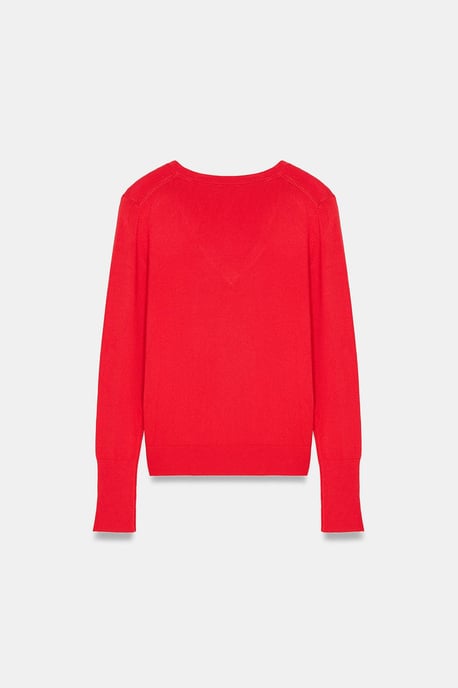 Damen V-Ausschnitt Strickpullover mit seitlichem Schlitz - Image 6
