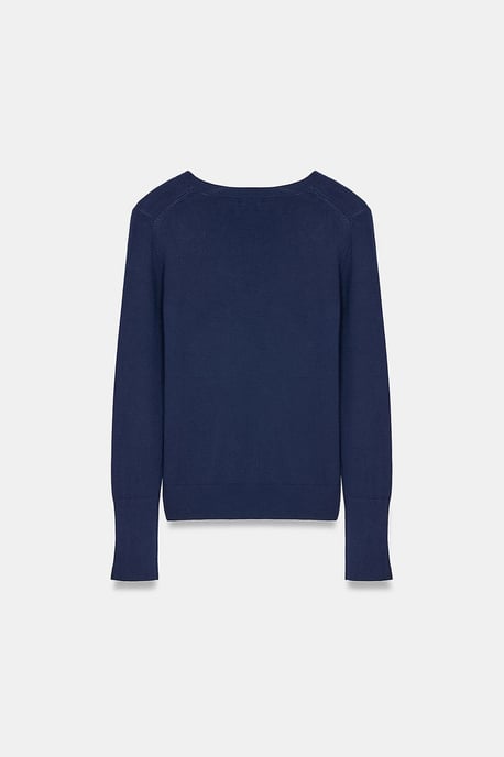 Damen V-Ausschnitt Strickpullover mit seitlichem Schlitz - Image 6