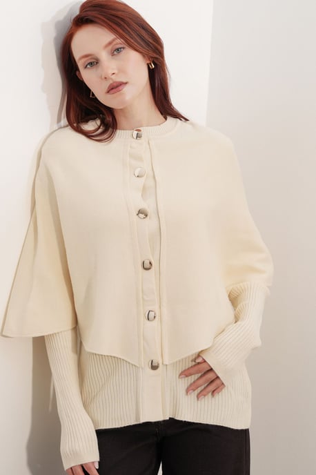 Rippstrukturierter Langarm-Button-Up-Cardigan - Image 1