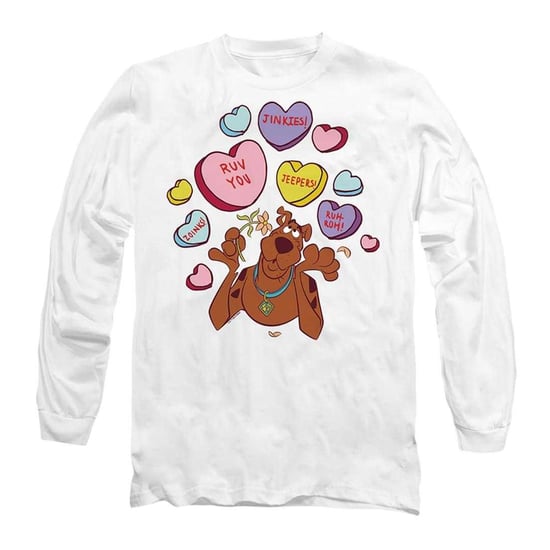 Scooby Doo - "Heart" T-Shirt für Herren/Damen Unisex, Valentinstag, Langärmlig (Weiß) - Image 1