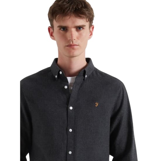 Farah - "Milners" Button-Down-Hemd für Herren, Oxford-Stil, Langärmlig (Holzkohle) - Image 4