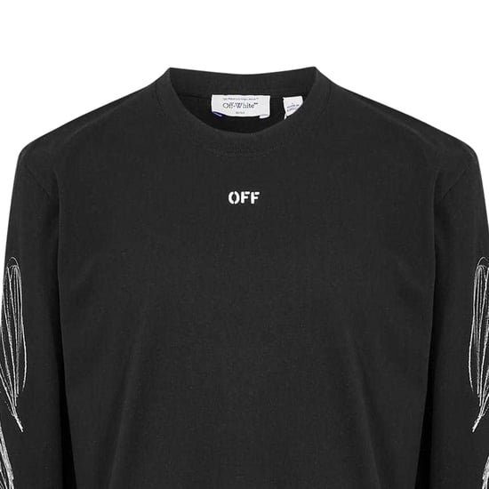Off White - T-Shirt für Herren, Rundhalsausschnitt, Regulär, Langärmlig (Schwarz/Weiß) - Image 3