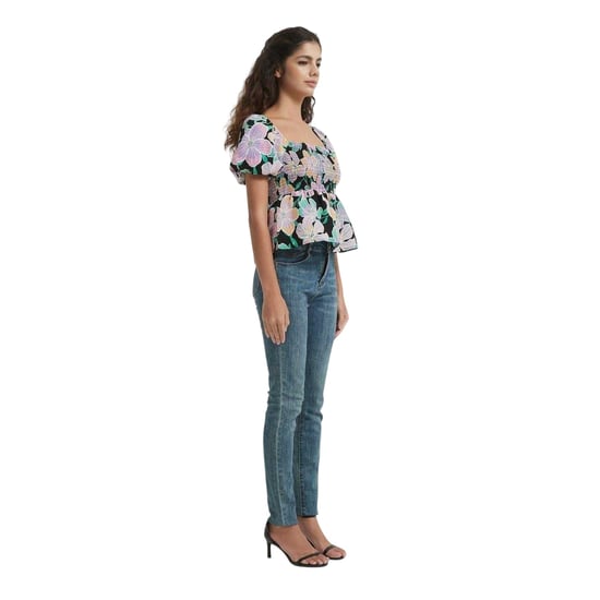 Be You - Bluse für Damen, Eckiger Ausschnitt, leger (Schwarz) - Image 4
