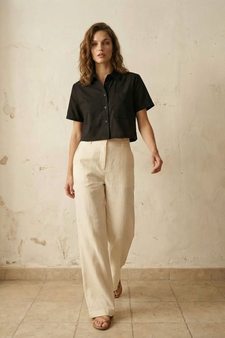 Knopfleiste Taschen-Crop-Shirt - Image 5