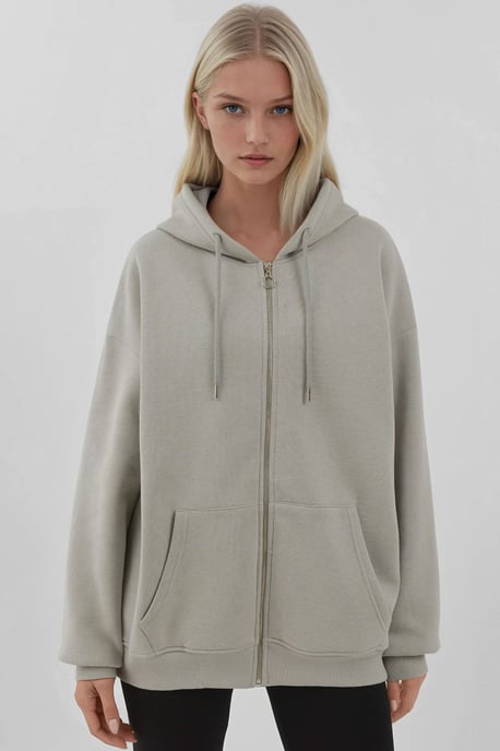Strukturierter Full-Zip Hoodie mit Taschen - Image 2