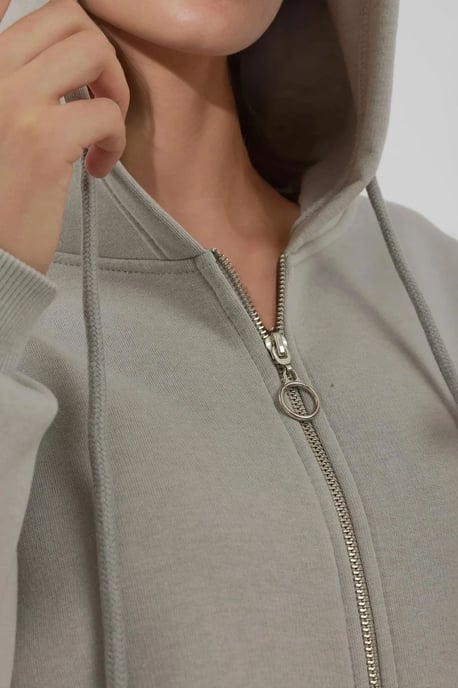 Strukturierter Full-Zip Hoodie mit Taschen - Image 3