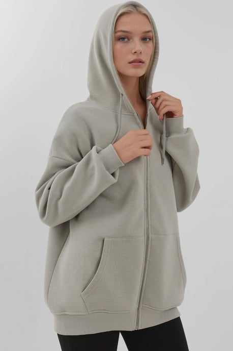 Strukturierter Full-Zip Hoodie mit Taschen - Image 4