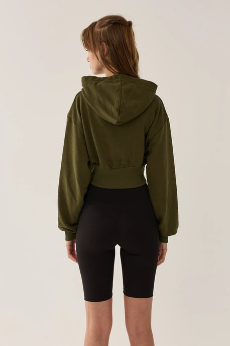 Slim Fit Cropped Hoodie mit Reißverschluss - Image 5
