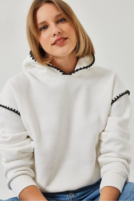 Kapuzensweatshirt mit Spitzendetails und lockerer Passform - Image 3