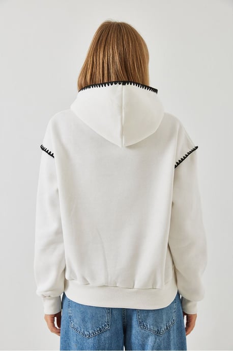 Kapuzensweatshirt mit Spitzendetails und lockerer Passform - Image 4