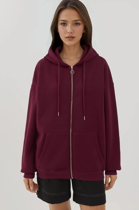 Texturierter Hoodie mit vollem Reißverschluss und Taschen - Image 2