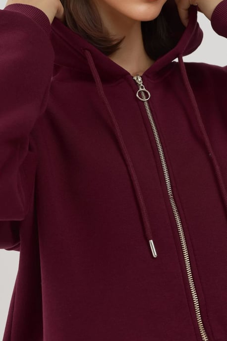 Texturierter Hoodie mit vollem Reißverschluss und Taschen - Image 3