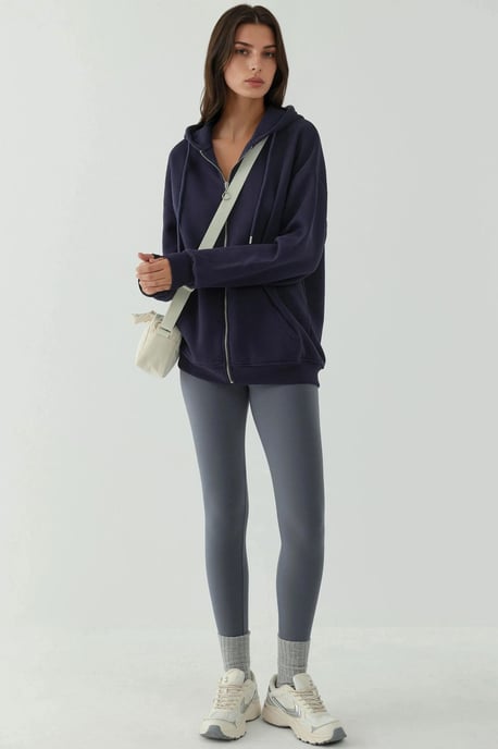 Strukturierter Full Zip Hoodie mit Taschen - Image 5