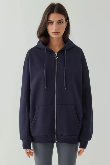 Strukturierter Full Zip Hoodie mit Taschen - Image 6