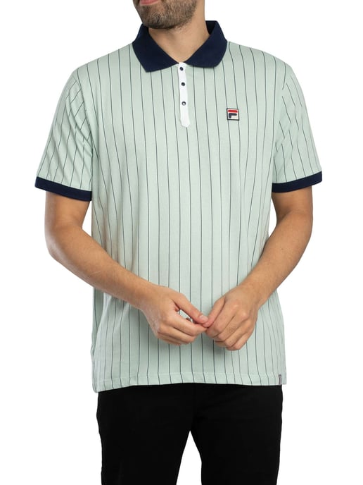 Fila BB1 Klassisches Poloshirt Mit Vintage-Streifen, Grün - Image 2