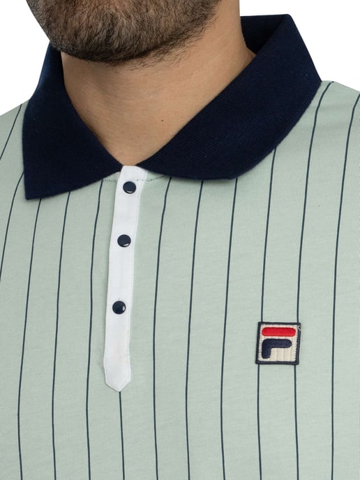 Fila BB1 Klassisches Poloshirt Mit Vintage-Streifen, Grün - Image 4