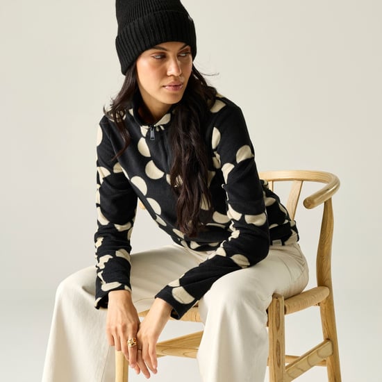 Regatta - "Orla Kiely" Fleece-Oberteil für Damen, mit halbem Reißverschluss (Schwarz) - Image 1