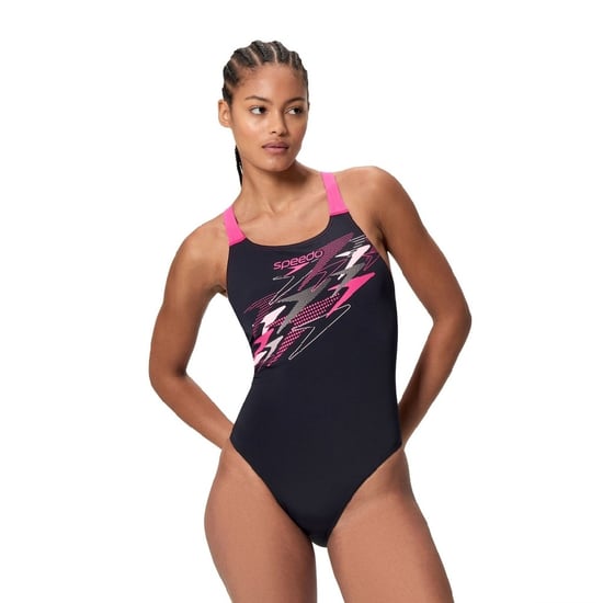 Speedo - "Medley" Badeanzug für Damen (Schwarz/Pink) - Image 1