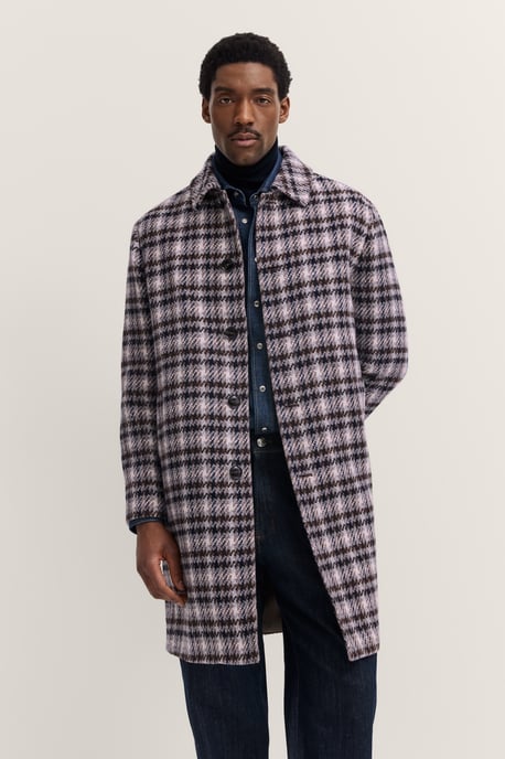 Bugatti Herren Langer Mantel kariert mit Umlegekragen und Modern Fit - Image 1