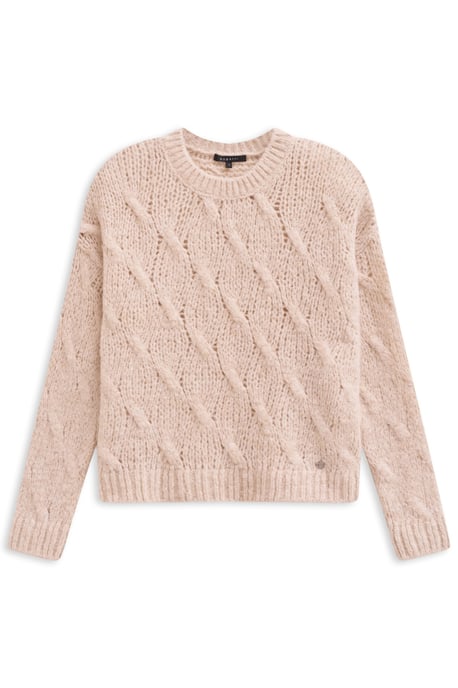 Bugatti Damen Pullover Rundhals mit Zopfmuster - Image 3