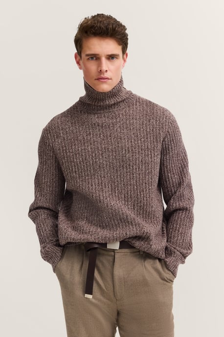 Bugatti Herren Rollkragen Pullover Grobstrick aus einem Wollmix - Image 1