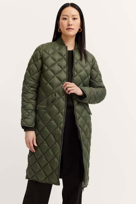 Bugatti Damenparka mit Rautensteppung und Collegekragen - Grün - Image 1