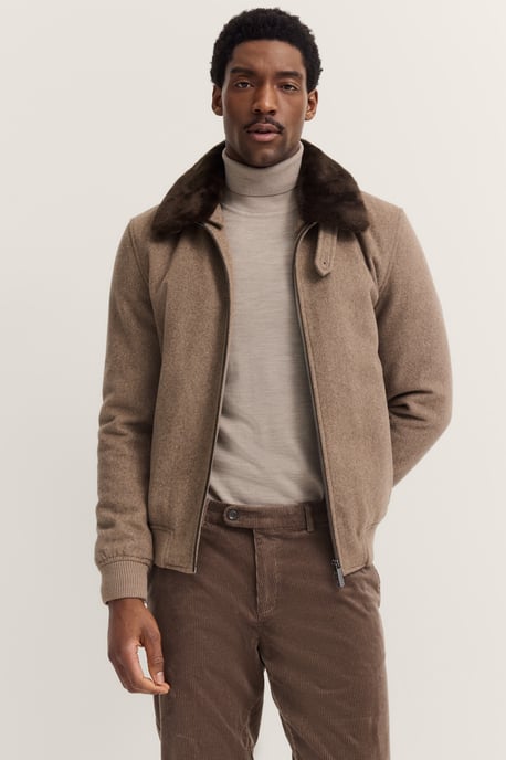 Bugatti Herren Woll-Blouson mit abnehmbarem Kunstfellkragen - Image 1