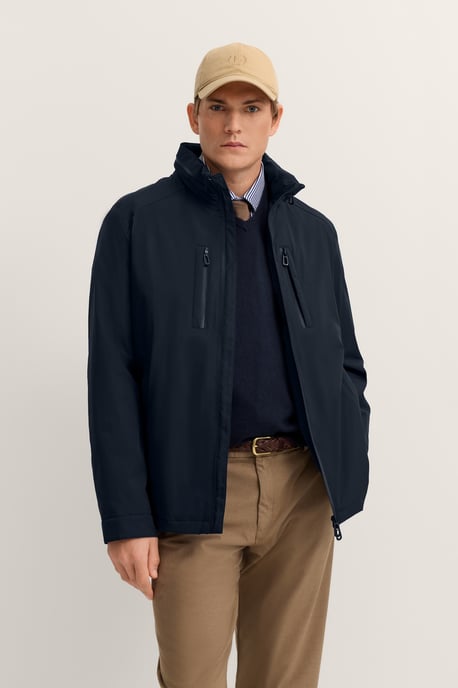 Bugatti Regenjacke Regular Fit mit Kapuze und Stehkragen - Marineblau - Image 1