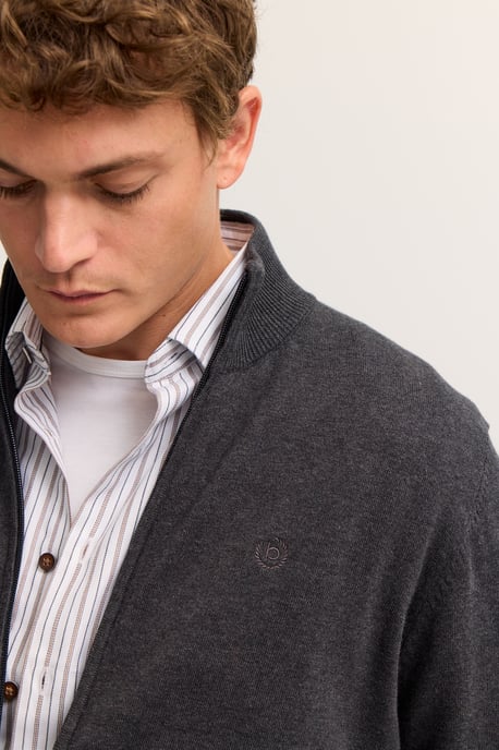 Bugatti Herren Strickjacke  aus Baumwolle mit Stehkragen - Image 3
