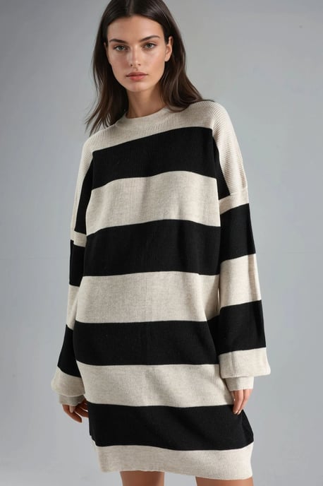 Gestreiftes Mini-Kleid mit Rundhalsausschnitt - Image 1