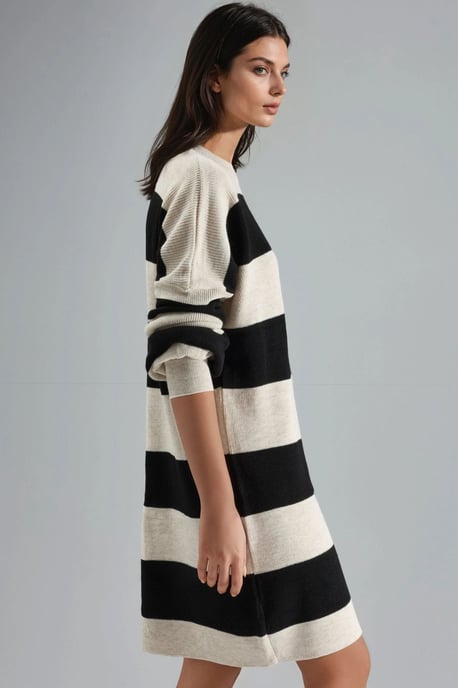 Gestreiftes Mini-Kleid mit Rundhalsausschnitt - Image 2