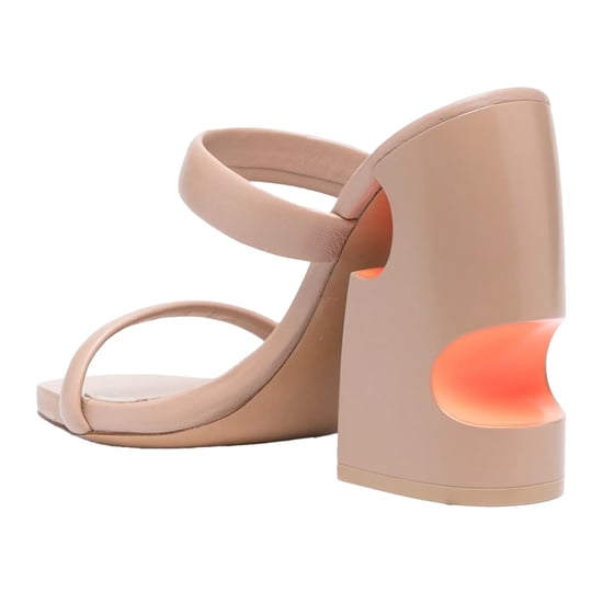 Off White - Mules für Damen, Leder, Hoher Blockabsatz (Beige/Orange) - Image 2