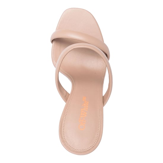 Off White - Mules für Damen, Leder, Hoher Blockabsatz (Beige/Orange) - Image 3