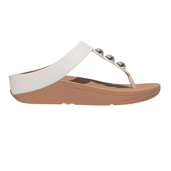 Fit Flop - Spiegelkuppel Sandalen für Damen, Leder, Zehentrenner, Keilabsatz (Weiß) - Image 1