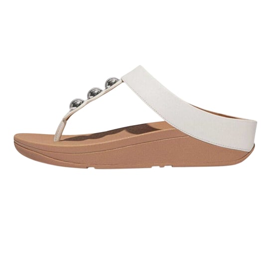 Fit Flop - Spiegelkuppel Sandalen für Damen, Leder, Zehentrenner, Keilabsatz (Weiß) - Image 2